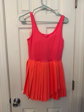 Women Coral Pink Pleated offline work out dress
